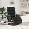 vidaXL Sill&oacute;n reclinable masaje con reposapi&eacute;s cuero sint&eacute;tico negro