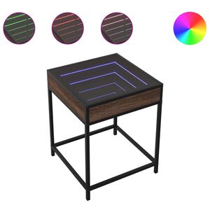 vidaXL Mesa de centro con Infinity LED marr&oacute;n roble 40x40x51 cm