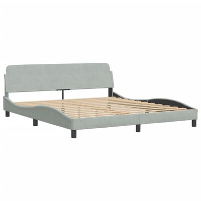 vidaXL Estructura de cama con cabecero terciopelo gris claro 180x200cm