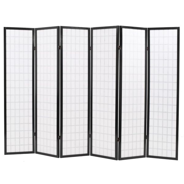 vidaXL Biombo plegable con 6 paneles estilo japonés 240x170 cm negro