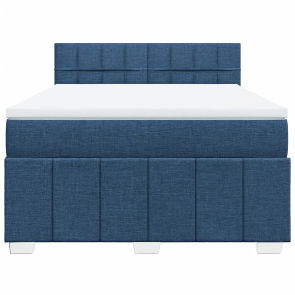 vidaXL Cama box spring con colch&oacute;n tela azul 160x200 cm