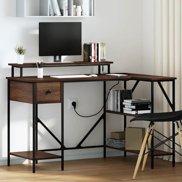 vidaXL Escritorio Roble Marr&oacute;n 120 x 79 x 86,5 cm Madera de ingenier&iacute;a