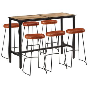 vidaXL Set mesa alta y taburetes 7 pzas madera maciza mango y metal