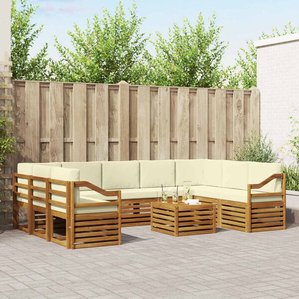 vidaXL Juegos de sof&aacute;s 10 pcs Natural y Crema Madera de Acacia S&oacute;lida
