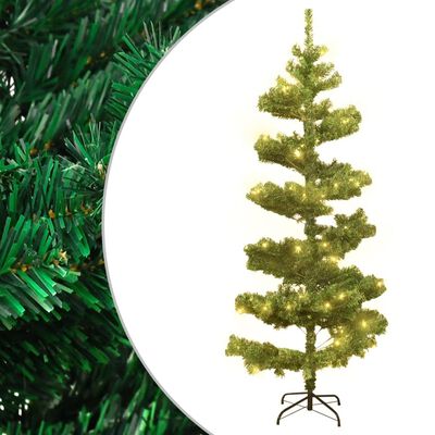 vidaXL Árbol de Navidad en espiral con luces y soporte verde 180 cm