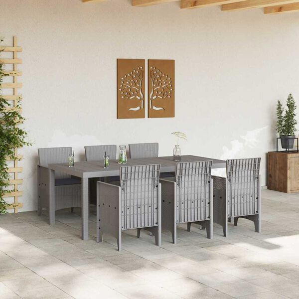 vidaXL Conjunto de Comedor de Jardín 7 pcs Gris Claro Ratan Polt