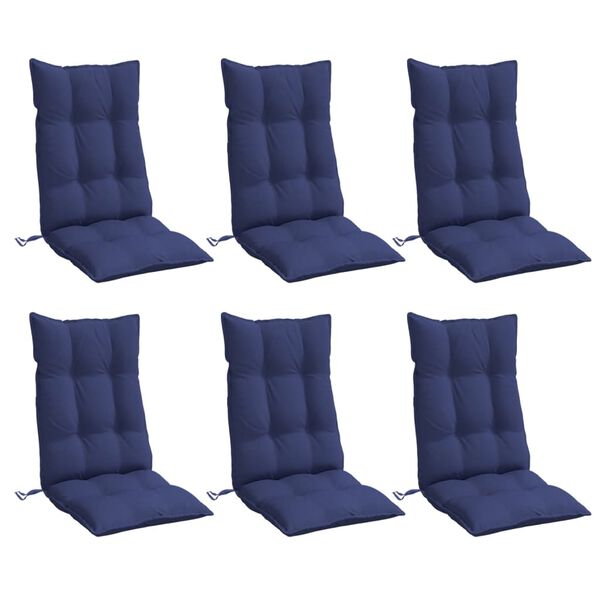 vidaXL Cojines para silla respaldo alto 6 uds tela Oxford azul marino