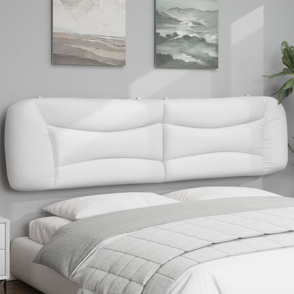 vidaXL Cabecero de cama acolchado Hvar cuero sintético blanco 200 cm