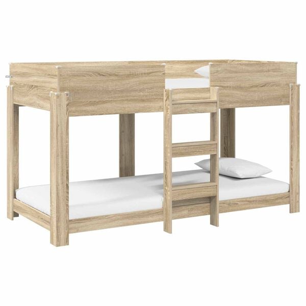 vidaXL Cama Litera para Ni&ntilde;os con colch&oacute;n Roble Sonoma 90 x 200 cm