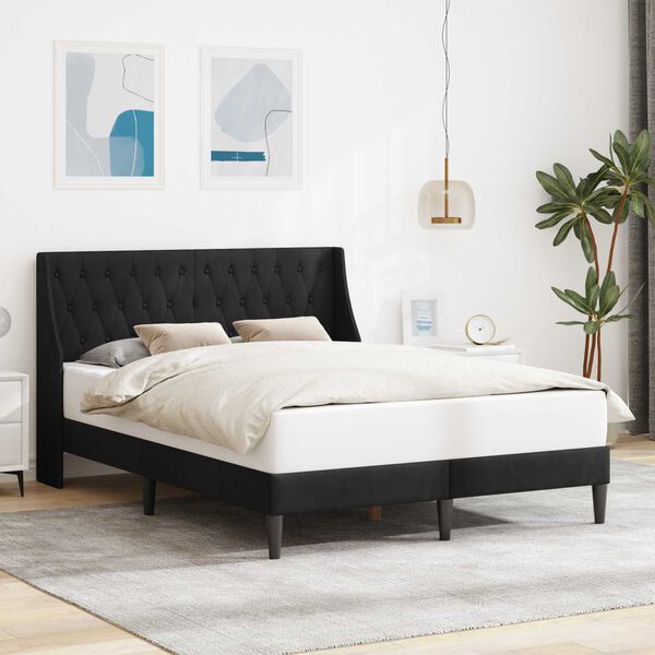 vidaXL Estructura de cama con cabecera Negro 140 x 200 cm Terciopelo