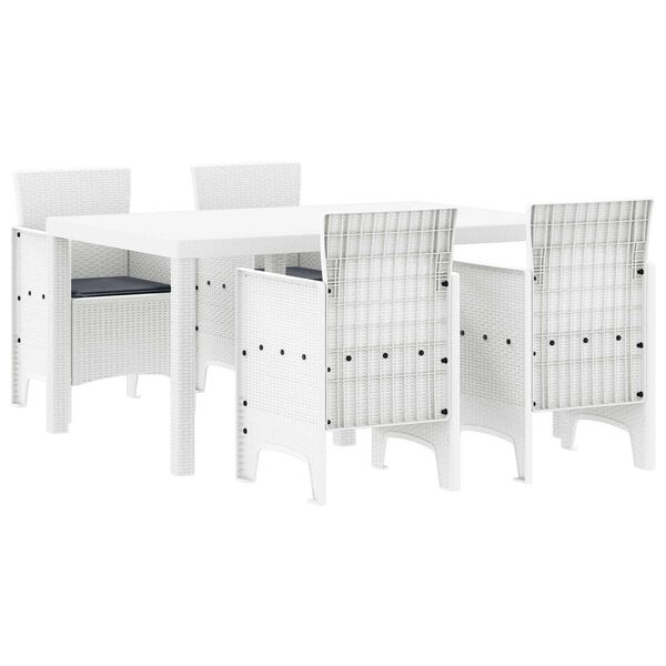 vidaXL Conjunto de Comedor de Jardín 5 pcs Blanco Ratan Polt