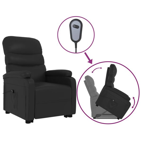 vidaXL Sill&oacute;n elevable cuero sint&eacute;tico negro