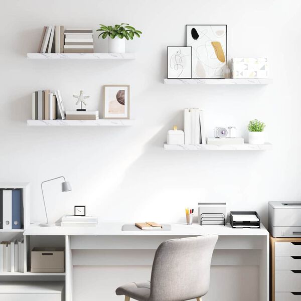 vidaXL Estante de pared 4 pcs M&aacute;rmol 80 x 23,5 x 4 cm