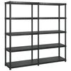 vidaXL Estanter&iacute;as almacenaje 5 niveles pl&aacute;stico negro 183x45,7x185cm