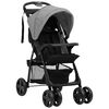 vidaXL Carrito de beb&eacute;s 2 en 1 de acero gris claro y negro