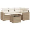 vidaXL Juego de sof&aacute;s jard&iacute;n con cojines 5 pzas rat&aacute;n sint&eacute;tico beige