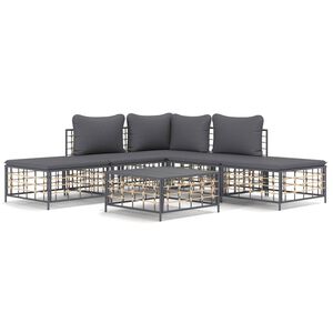 vidaXL Juego de muebles de jard&iacute;n 6 pzas cojines antracita rat&aacute;n PE
