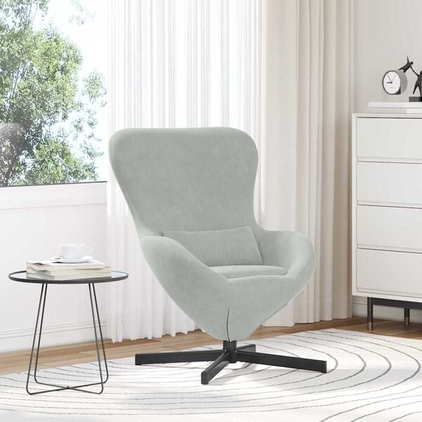 vidaXL Sill&oacute;n huevo Gris Claro 63 x 73 x 90 cm Terciopelo