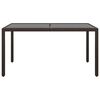 vidaXL Set de comedor de jard&iacute;n 7 pzas rat&aacute;n PE vidrio templado marr&oacute;n