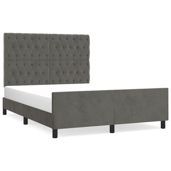 vidaXL Estructura de cama sin colch&oacute;n terciopelo gris oscuro 140x190cm