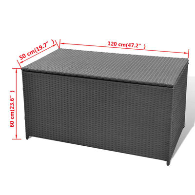 vidaXL Caja de almacenaje de jardín ratán sintético negro 120x50x60 cm