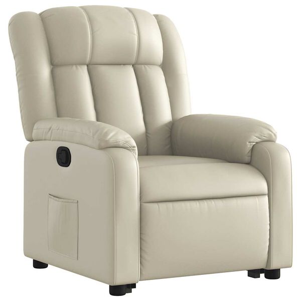 vidaXL Sill&oacute;n reclinable elevable cuero artificial color crema