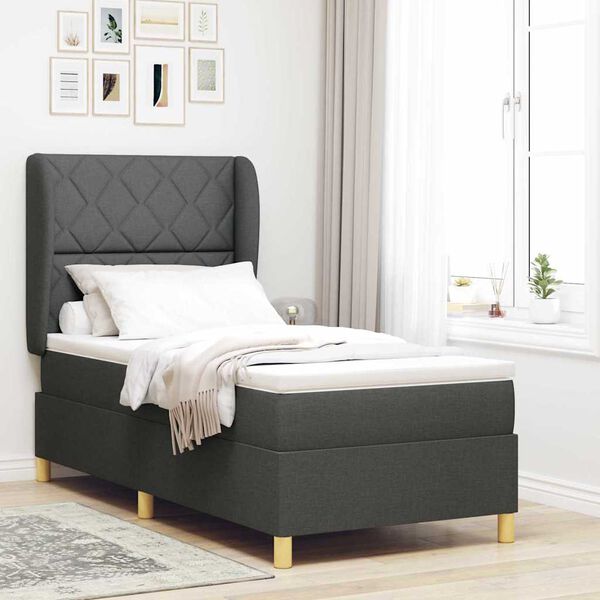 vidaXL Cama con Somier y Colch&oacute;n Gris Oscuro 90x190 cm de Tela