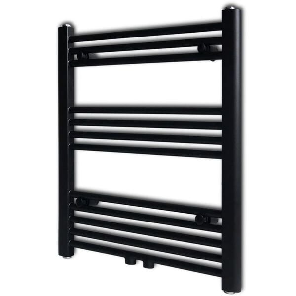 vidaXL Radiador toallero de ba&ntilde;o recto negro 600 x 764 mm