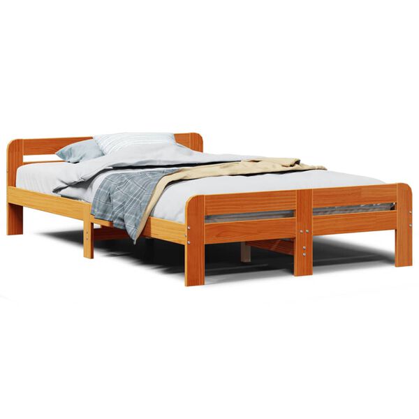 vidaXL Estructura de cama sin colch&oacute;n madera maciza marr&oacute;n 120x190 cm