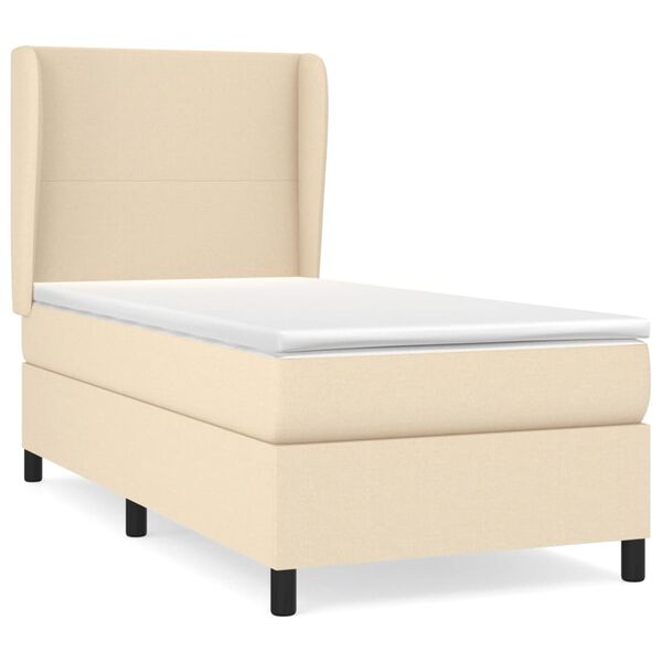vidaXL Cama box spring con colch&oacute;n tela color crema 100x200 cm