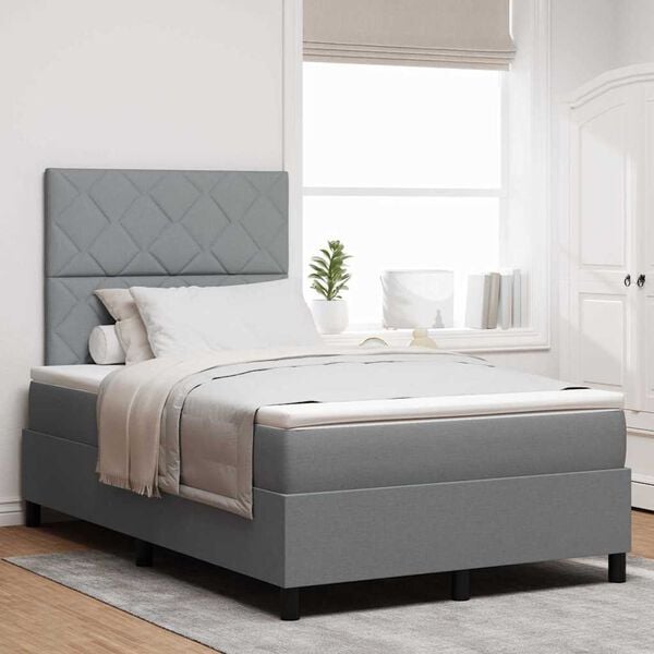 vidaXL Cama tipo Box Spring con colch&oacute;n Gris Claro 120 x 200 cm tela