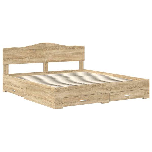 vidaXL Estructura de cama con cabecera Roble Sonoma 200 x 200 cm