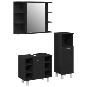 vidaXL Juego de muebles de ba&ntilde;o 3 pcs Negro 30 x 30 x 99,5 cm