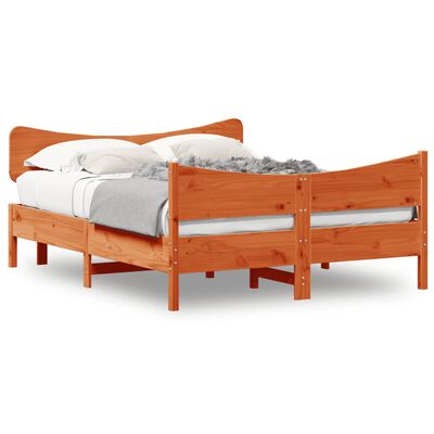 vidaXL Estructura cama con cabecero madera pino marrón cera 140x190 cm