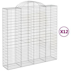 vidaXL Cestas de gaviones 12 uds forma de arco hierro 200x50x200/220cm