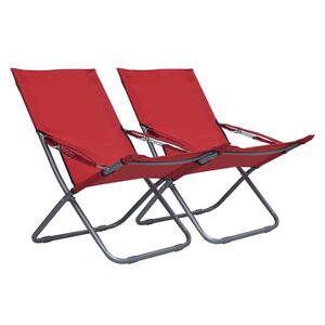 vidaXL Sillas plegables, 2 unidades, tela roja