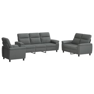 vidaXL Juego de Sof&aacute; 3 pcs Gris oscuro Tela
