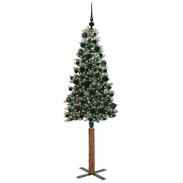 vidaXL Árbol de Navidad Delgado con 300 LED con soporte Verde y 180 cm