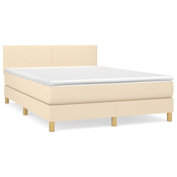 vidaXL Cama box spring con colch&oacute;n tela color crema 140x200 cm