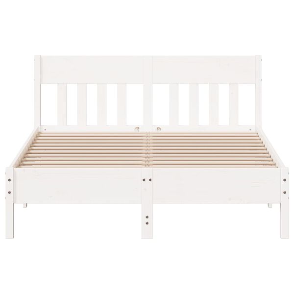 vidaXL Estructura de cama sin colch&oacute;n madera de pino blanco 135x190 cm