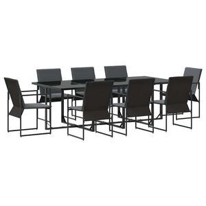 vidaXL Conjunto de Comedor de Jard&iacute;n 9 pcs Negro Acero