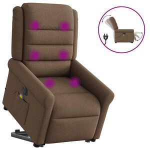 vidaXL Sill&oacute;n de masaje el&eacute;ctrico reclinable elevable tela marr&oacute;n