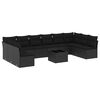 vidaXL Set de sof&aacute;s de jard&iacute;n 11 pzas y cojines rat&aacute;n sint&eacute;tico negro