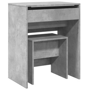 vidaXL Tocador con taburete gris hormig&oacute;n 60x40x113,5 cm