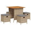 vidaXL Set comedor de jard&iacute;n 5 pzas con cojines rat&aacute;n sint&eacute;tico beige