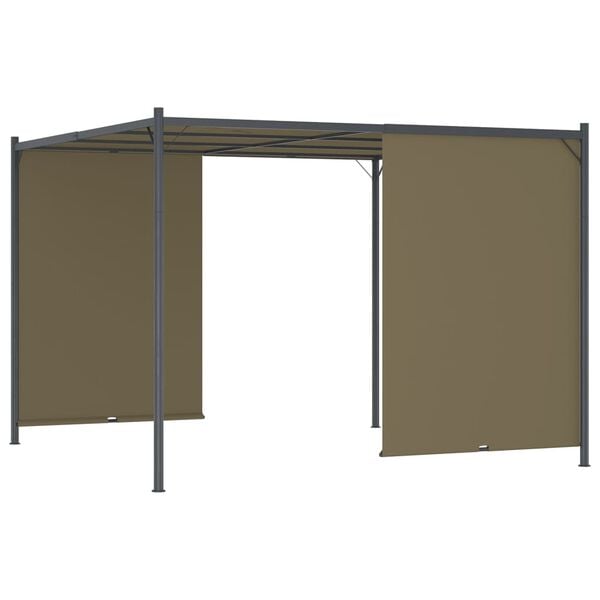 vidaXL P&eacute;rgola de jard&iacute;n con tejado retr&aacute;ctil gris taupe 3x3m 180 g/m&sup2;