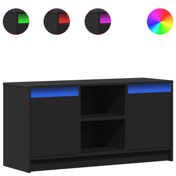 vidaXL Mueble de TV con LED madera de ingenier&iacute;a negro 100x34x50 cm