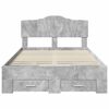 vidaXL Estructura de cama con cabecera Gris Concreto 135 x 190 cm