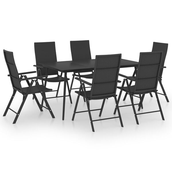 vidaXL Juego de comedor para jard&iacute;n 7 piezas negro