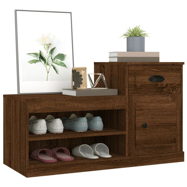 vidaXL Mueble zapatero madera contrachapada roble marrón 100x42x60 cm